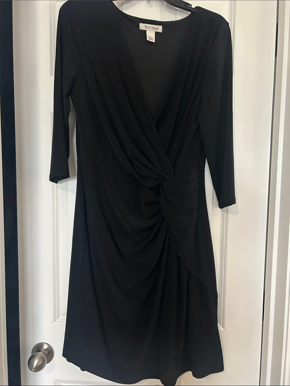 White House Black Market Black Twist-Detail Faux Wrap Dress
